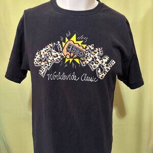 Stussy Leopard Print Logo Worldwide Classic 1980 Men's Black T Shirt Size Medium